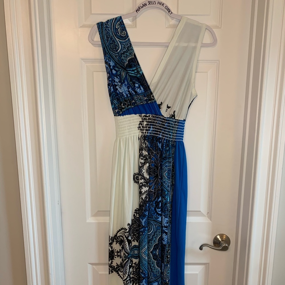 BLUE & WHITE MAXI DRESS